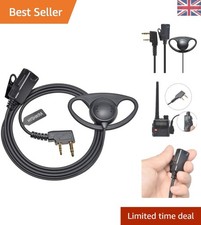 Adjustable 2 Pin Headset with PTT Microphone - Compatible with Kenwood & Baofeng
