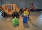 VTG 4 Pc Lot Fisher-Price Little People Western Town Stagecoach Wagon Cowboy