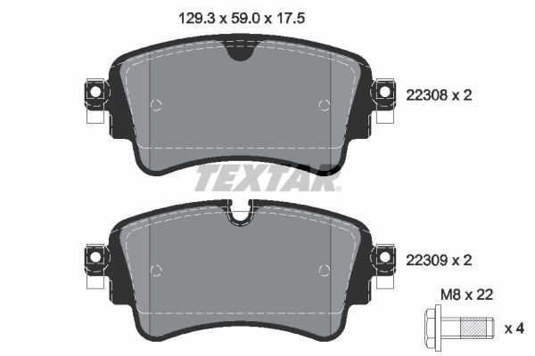 Textar 2230801 Bremsbelagsatz, Scheibenbremse FüR Audi Vw-image