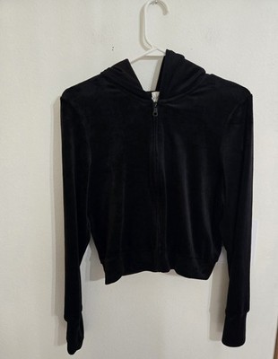 Pre-loved OFFLINE Women's Black Velor Hoodie Full Zip Sz L