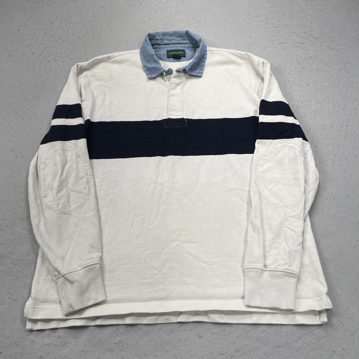 J Crew Rugby Shirt Mens Large White Heavy Always Oarsman 100 