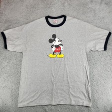Vintage Disney Store Mickey Mouse Ringer T-Shirt Mens 2X Gray