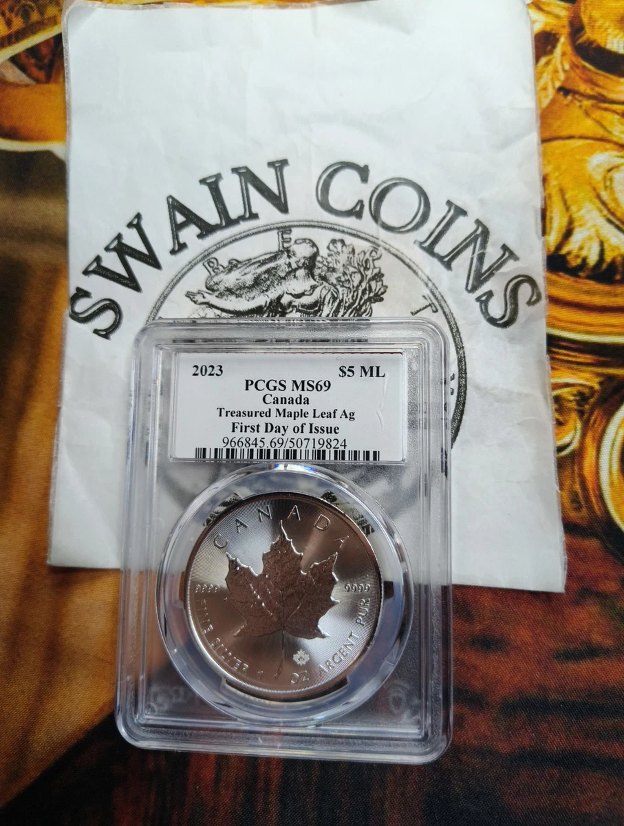 Canadian Maple Leaf MS 69 PCGS Certified Silver Bullion Coins for