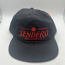 Sendero Provisions Texas USA Logo Trail Hat Black Nylon Strapback Flat Bill