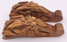 2 Vintage Carved Wood Furniture Leg Gold Gilt Ornate Salvaged Floral ?Repurpose?