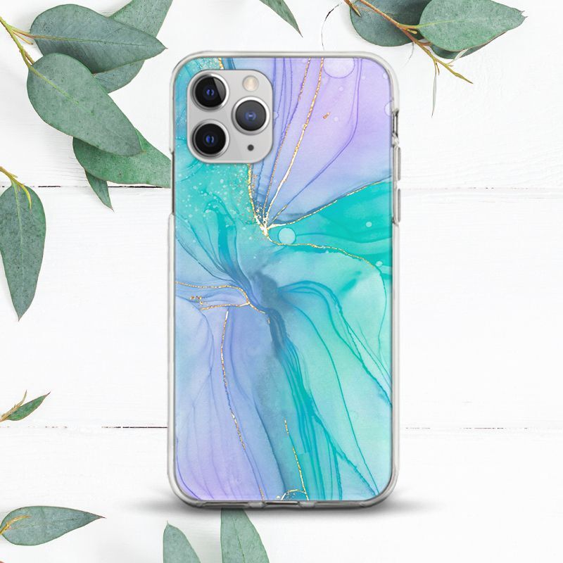 Green Purple Marble Aesthetic Case For iPhone X SE 11 12 13 14 15 Pro  Max XR