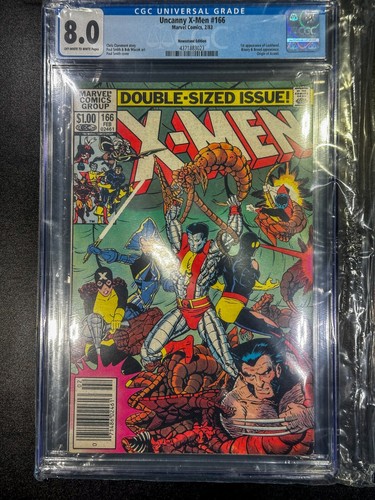 ❌UNCANNY X-MEN #166❌CGC 8.0 VF❌Claremont-Newsstand-1st Lockheed❌FREE SHIP❌