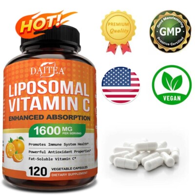 lipo c pill Liposomal Vitamin 1600 MG Capsules High Absorption Vitamin C 120 Capsules liposomal coq10 Size:30 Softgels BPC 157 Peptides -