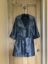 Stunning Light Metallic Sheen Artigiano Belted Jacket/trench Coat Uk12 Us8 Eu38