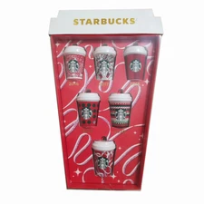 Starbucks 2016-2021 Christmas Mini Red Cup Cute Ornaments 6pcs Set in stock