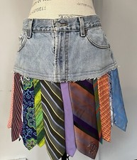 Vintage Tie And Denim Skirt