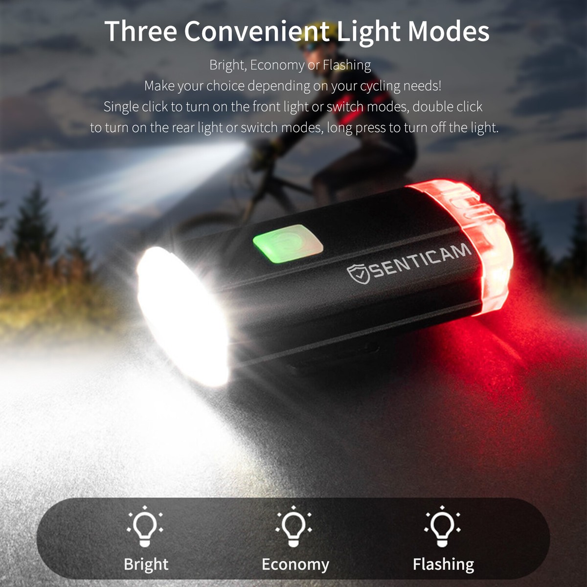 Luce Da Casco Senticam USB Ricaricabile: Anteriore E Posteriore Per Bici, MTB E Corsa Notturna
