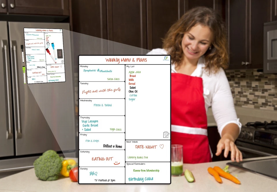Magnetic WEEKLY Planner Whiteboard Fridge Calendar 4 Dry Erase Markers 42x30 cm - Image 3 of 4