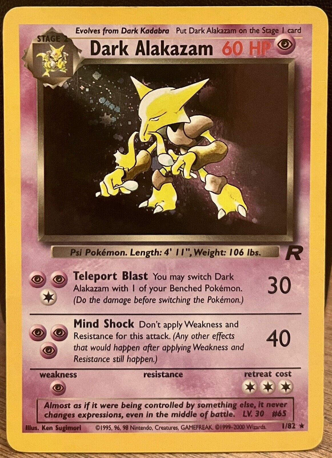 Pokémon TCG Dark Alakazam Holo 1/82 Team Rocket Unlimited Holo Rare LP