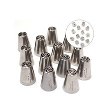 11 pcs Russian Flower Piping Nozzle Tips With Piping Bag For BestCake Decorating