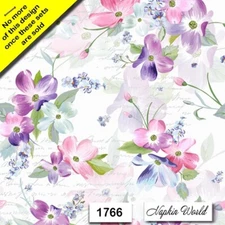 (1766) TWO Paper LUNCHEON Decoupage Art Craft Napkins - PASTEL FLOWERS PINK