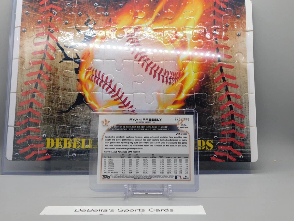 2022 Topps Update Advanced Stats Parallel #US264 Serial #/300 Astros - Image 2 of 3