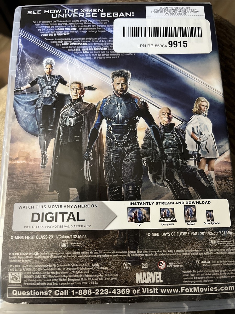 X-Men: First Class/X-Men: Days of Future Past (DVD, 2016, 2-Disc