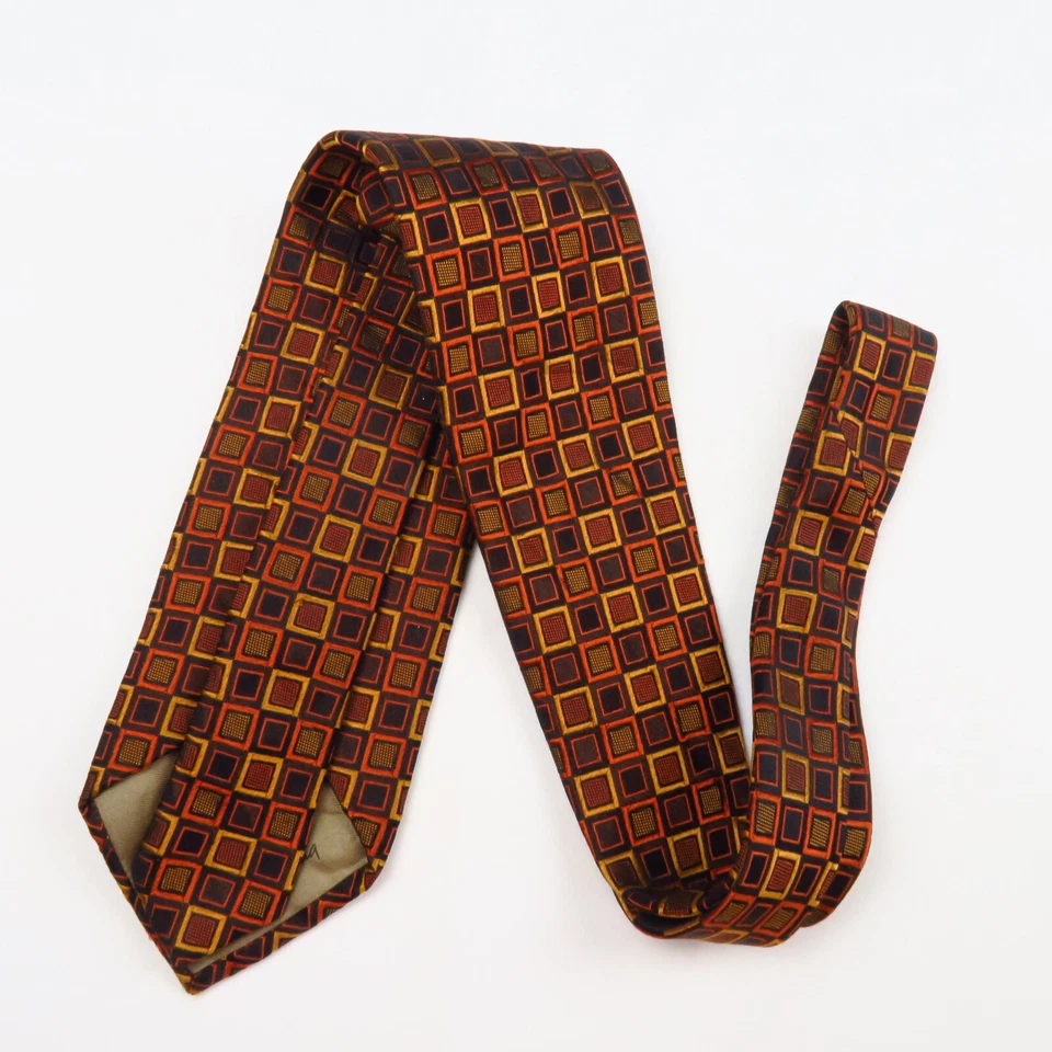 Corbata para hombre Tino Cosma negra marrón cobre cuadrados 59x3,5 moderna audaz abstracta Foto 4 de 4