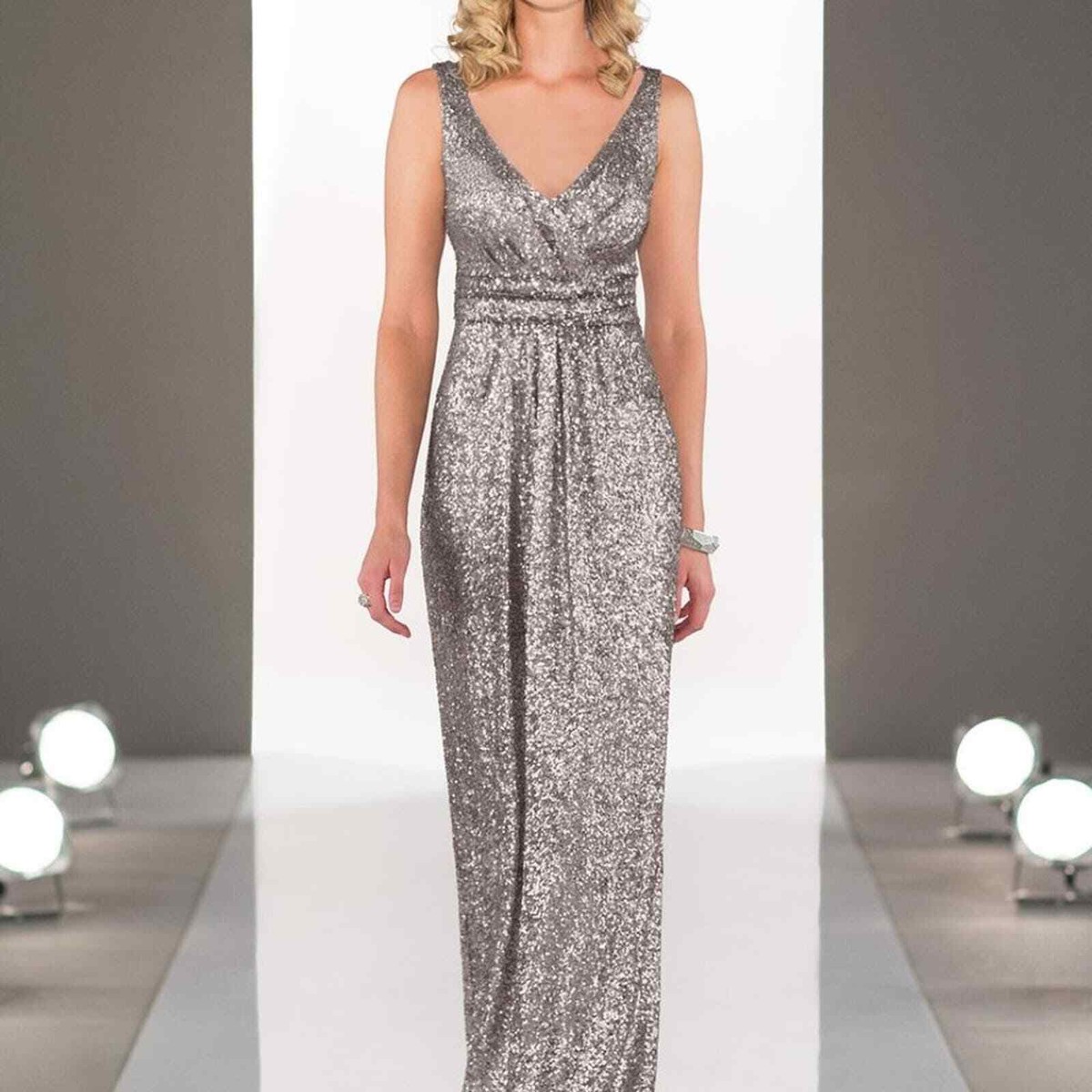 SORELLA VITA Sequin Bridesmaid Gown Gold pewter size 10 | eBay