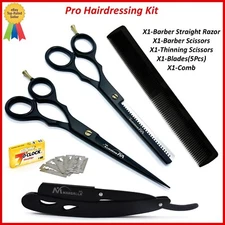 Professional Hairdressing Scissors Kit Thinning Shears Barber Shaving Set 