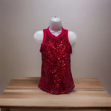 NO BOUNDARIES TANK TOP RED SEQUIN SLEEVELESS WOMEN JUNIOR'S SMALL(3/5) NWT
