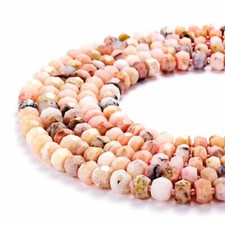Natural Pink Opal Irregular Faceted Rondelle Beads 5x8mm 6x10mm 15.5" Strand