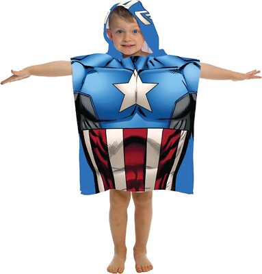 Jay Franco Marvel Captain America Avengers Hooded Poncho 22in x 22in 100% Cotton