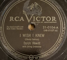 1949 COUNTRY - DOLPH HEWITT String Band 78 rpm VICTOR 21-0104 I WISH I KNEW VG