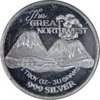 1 oz Silver Round The Great Northwest Mt Hood Mt St Helens Vintage .999 Fine
