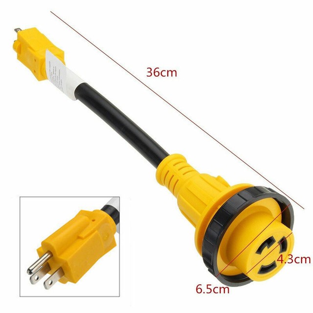 Marine 30 amp female to 15 amp male 125v Shore Power Pigtail Boat