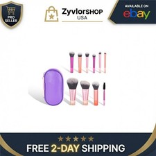Portable 10Pcs Mini Travel Makeup Brush Set with Pouch - Soft Synthetic
