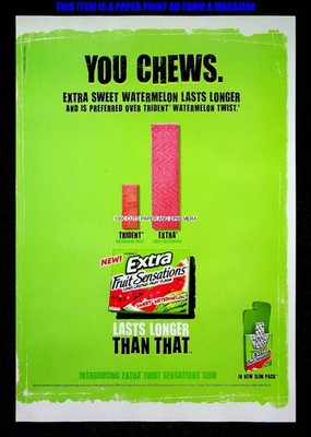 Extra Fruit Sensations Chewing Gum 2008 Trade Print Magazine Ad Poster ADVERT