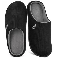 VeraCosy Men's TwoTone Memory Foam House Slippers Indoor Outdoor Durable Rubb...