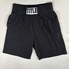 Title Boxing Trunks Mens XL Black White Fleece Knit Sweat Stretch Waist Elastic