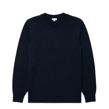 Sunspel Fisherman Mock Neck Jumper Navy