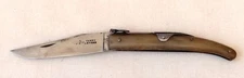 ANCIEN COUTEAU PLIANT A  PALME TARRY LEVIGNE MANCHE CORNE MARQUE LEZARD
