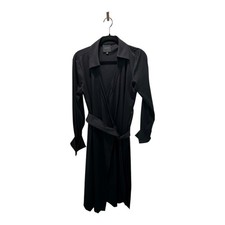 Alex Marie Black Wrap Midi Dress Long Sleeve Belted V Neck Size 8