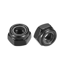 50Pack M5x0.8mm Hex Lock Nuts Carbon Steel Nylon Insert Self-Lock Nuts Black