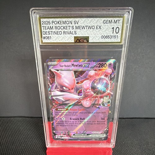 AGS Grading 10 Team Rocket's Mewtwo ex 081/182 Destined Rivals Holo EX