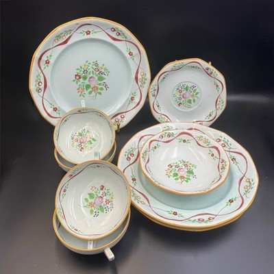 Vintage Adams Calyx Ware Hand Painted 9 Pc Dinner Set England Floral