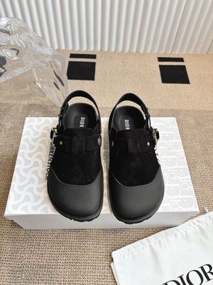 Dior x Birkenstock Tokio Mule Black Leather Sandal