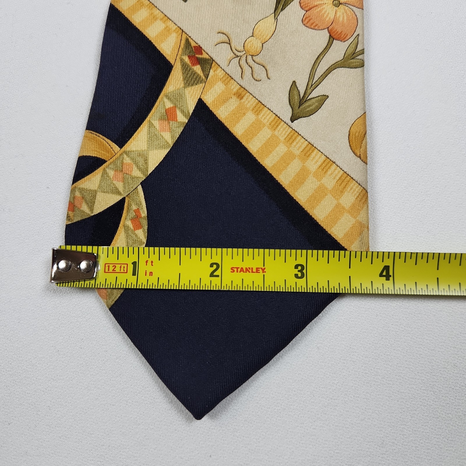 Rare Vintage Salvatore Ferragamo  Silk Tie Early Era Floral Nature Butterfly image 8