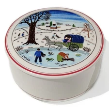 Villeroy and Boch Luxembourg Naif Christmas Medium Candy Box Winter Scene
