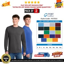 2 Pack Of Port  Company PC55LS Men's Cotton/Polyester Core Blend T-Shirt