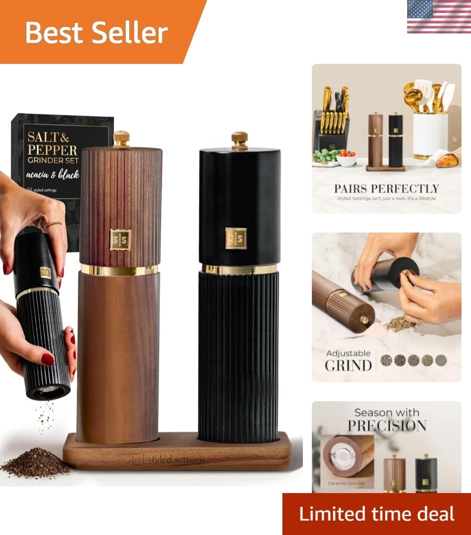 Wooden Salt and Pepper Grinder Set – Refillable Manual Salt and Pepper Mills ...
Opens in a new wind