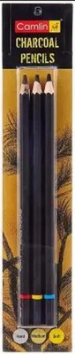 Camlin SOFT/MEDIUM/HARD CHARCOAL PENCIL 3ER SET (BLACK) Pencil A178