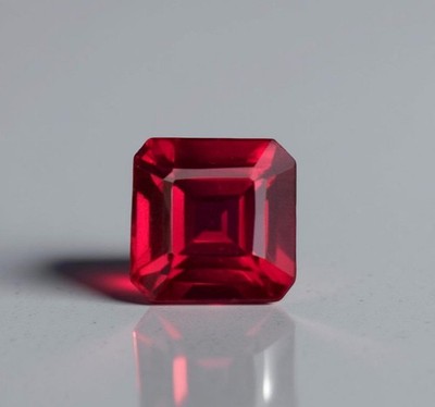 Certified 4.75 Ct Natural Mogok Red Ruby Sparkling Asscher Cut Loose Gemstone