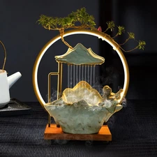 Indoor waterfall Fountain Tabletop Fountain W/ Lights Waterfall Decor W/Pump 10W