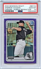 Andrew Vaughn Rookie Card 2020 Bowman Draft Purple /250 #BD-153 PSA 10. rookie card picture